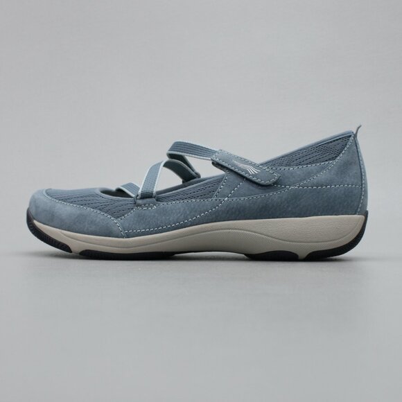 Dansko 41 Ladies 10.5-11 Hilda Denim Blue Mary Jane Hook Loop Strap Wedge Shoes - Picture 2 of 12